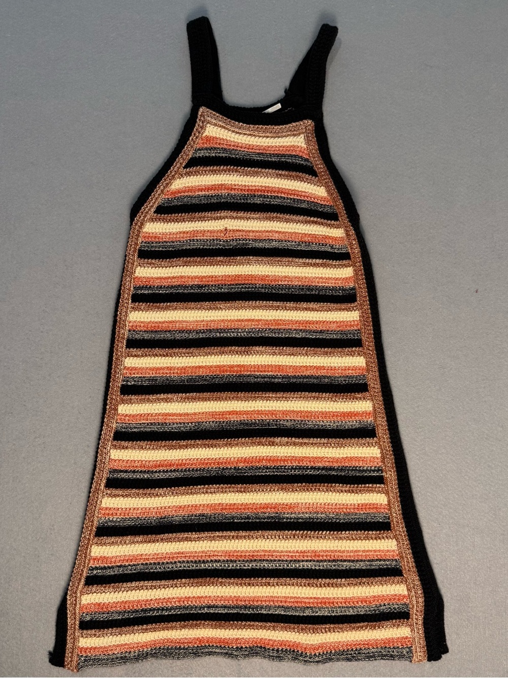 Free People Striped Knit Halter Dress in Black, Tan, Cream and Rust